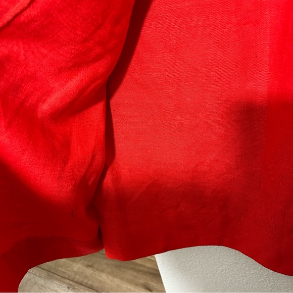 William Pearson Vintage Red Dress Belt Lined Faux Wrap Short Sleeve Button Sz 12 - Picture 6 of 14